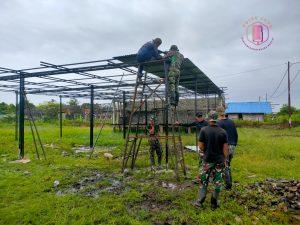 Warga Bombam Semangat Gotong Royong Bersama Satgas Habema
